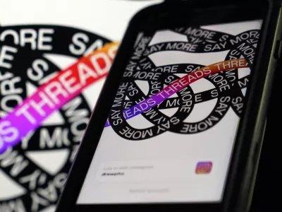 This photo, taken in New York, Thursday, July 6, 2023, shows Meta's new app Threads. Meta has unveiled an app called Threads to rival Twitter, targeting users looking for an alternative to the social media platform owned &mdash; and frequently changed &mdash; by Elon Musk. (AP Photo/Richard Drew)
